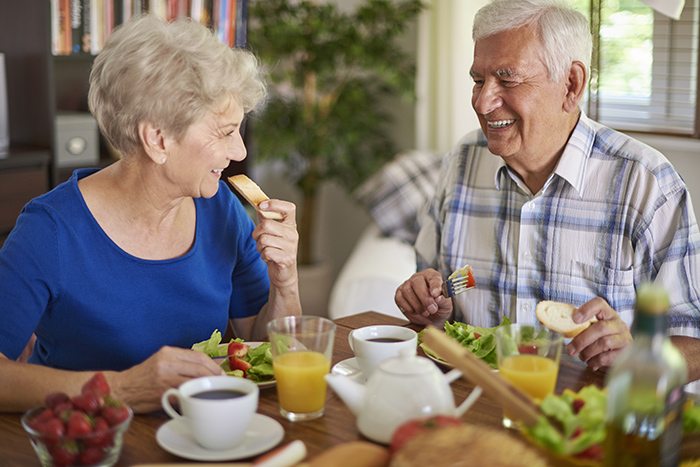 Diabetes - Elderly couple enjoying a healthy breafast