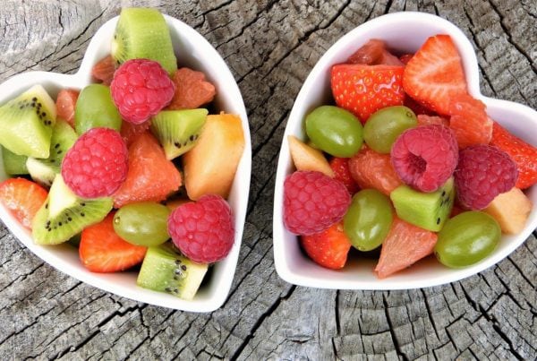 Show your heart some love - Heart shaped bowls fruit salad.