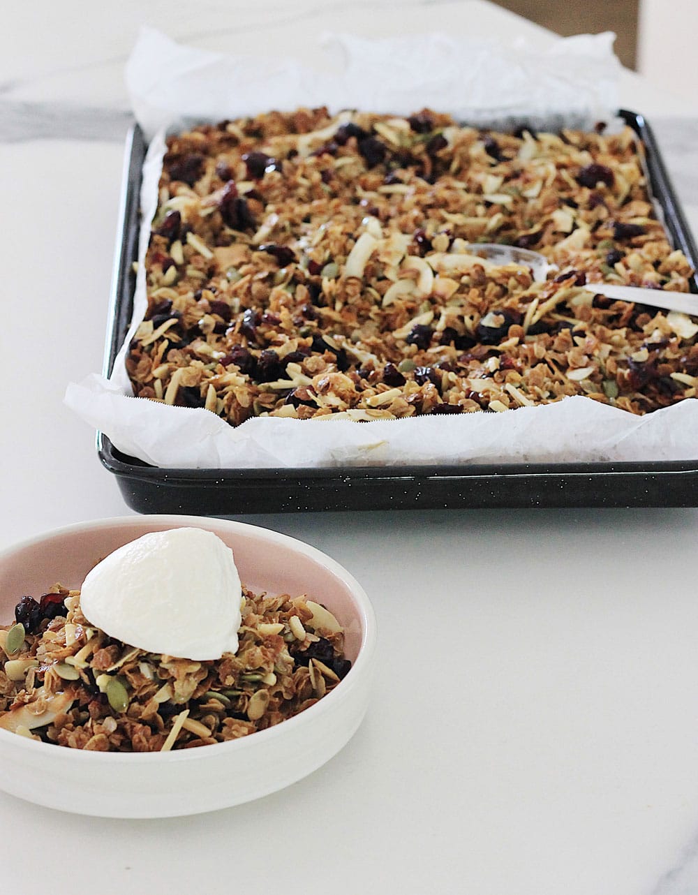 Granola made with BARLEYmax flakes.